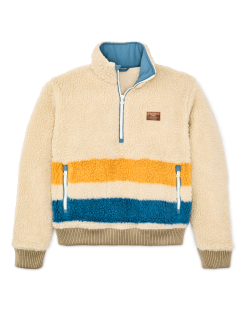 Women's Pile Fleece Popover - Yellow / Blue Blanket Stripe